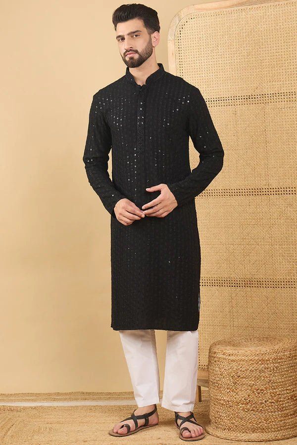 Black Embroidered Kurta