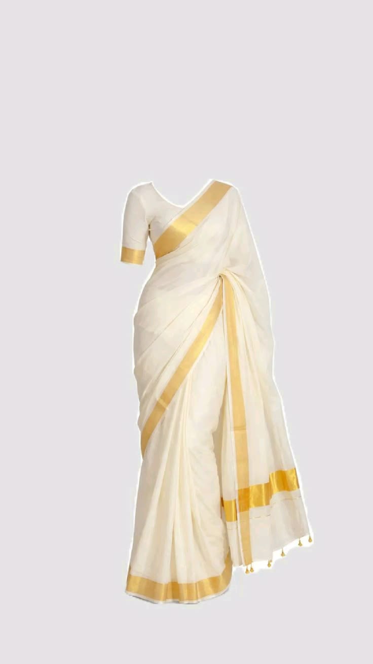 White Kerala Cotton Saree
