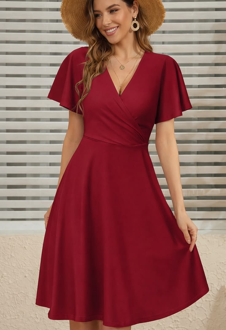 Red A-Line Casual Dress