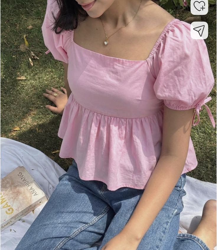 Pink Puff Sleeve Top