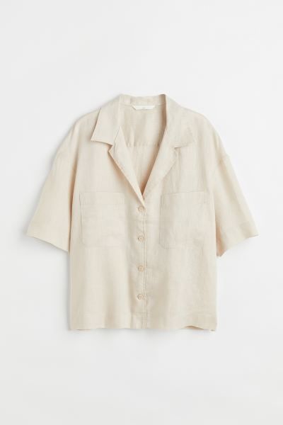 Beige Linen Casual Top