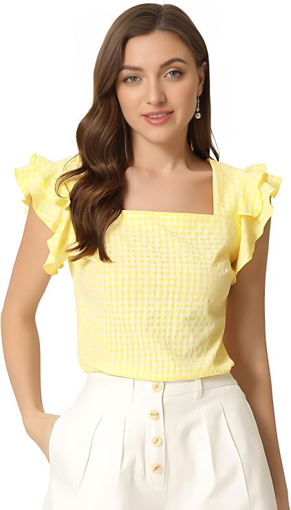 Yellow Ruffle Sleeve Top